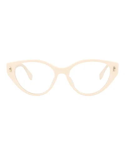 Pre-owned Fendi Women's  Cat Eyeframe Acetate Optical Frames In Ivory Ivory Transparent (fe50020i/53/025)