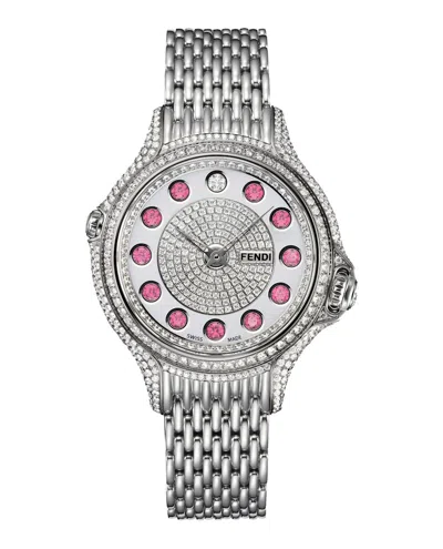 Pre-owned Fendi Women's  Crazy Carats F105034000p4p02 Watch In Stainless Steel In Silver