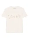 Fendi Beige Cotton And Linen T-shirt With Logo In White