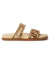 Fendi Feel Beige Raffia-effect Material Slides In Yellow