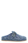 Fendi Ff Motif Denim Mules In Blue