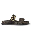 Fendi Leather Sandals With Double Strap And Buckle In Black
