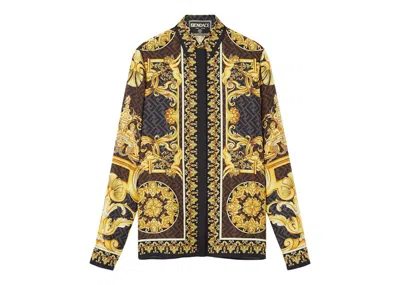 Pre-owned Fendi Women's  Fendace Baroque Silk Shirt In Gold