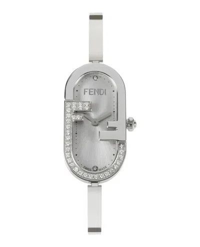 Pre-owned Fendi Women's   O'lock Diamond F148060501 Watch In Stainless Steel In Silver