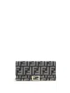 Fendi Women  Ff Print Denim Wallet In Brown
