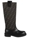 Fendi Tall Boots With Signature Monogram Pattern And Branded Detailing In Black