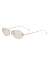 Fendi Embellished Ff Oval Metal Sunglasses In Metallic