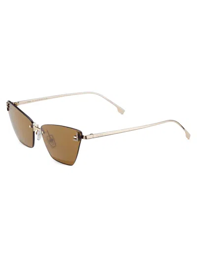 Fendi Fe4160us Cat-eye Crystalized Logo Sunglasses In Yellow