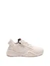 Fendi Ivory Leather And Fabric Flow Sneakers In Multicolor
