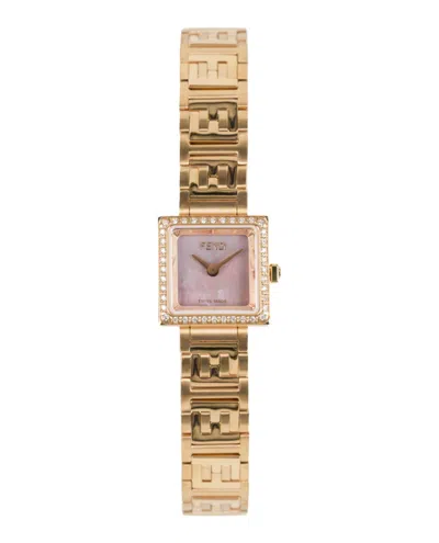 Pre-owned Fendi Women's  Forever Square Diamond F140131201 Watch In Stainless Steel In Silver