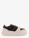 Fendi Canvas And White Suede Platform Low-tops In Multi
