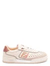 Fendi Leather Sneakers With Contrast Heel Tab In Shellsienm