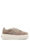 Fendi Match Canvas And Suede Low-top Sneakers In Neutral