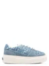 Fendi Low-top Sneakers With Contrast Stitching And Platform Sole In Clear Blue