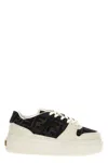 Fendi Canvas And White Suede Platform Low-tops In Green