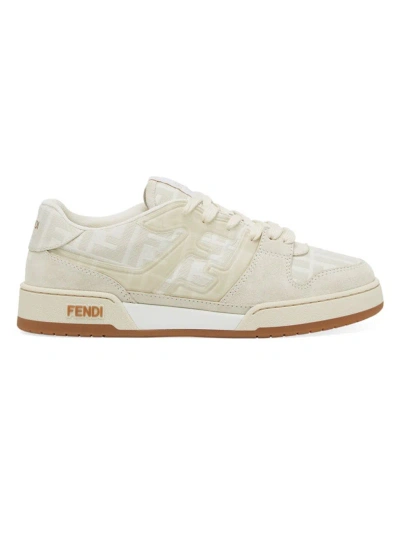 Fendi Match - White Suede Low Tops In Ivory