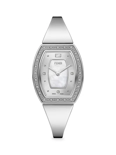 Fendi Women's  My Way 28mm Stainless Steel, Mother Of Pearl & Diamond Bracelet Watch In Sapphire