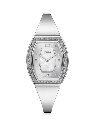 FENDI WOMEN'S FENDI MY WAY 28MM STAINLESS STEEL, MOTHER OF PEARL & DIAMOND BRACELET WATCH