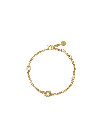 FENDI FENDI WOMEN GOLD-COLORE CHAIN BRACELET WITH FF DETAILS IN BRONZE WOMAN