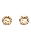 Fendi Everround Metal Earrings With Rhinestones In Brown