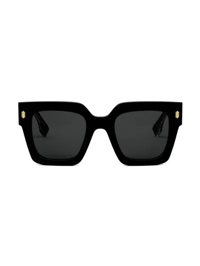 Fendi Women's  Roma 50mm Square Sunglasses In Black Smoke