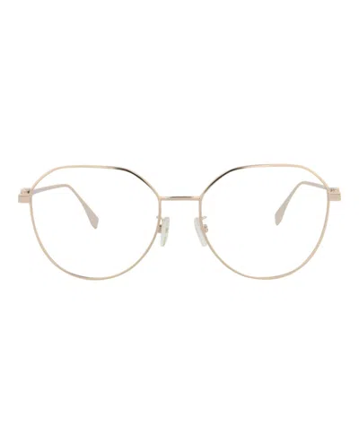 Pre-owned Fendi Women's  Roundframe Metal Optical Frames In Gold Gold Transparent (fe50042u/55/028)