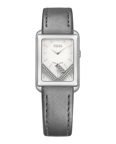 Pre-owned Fendi Women's  Run Away Diamond F107060101 Watch In Stainless Steel/aluminum