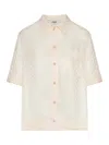 Fendi Short Sleeve Silk Shirt In White