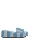 Fendi Sunshine Stripe Logo Platform Sandals In Clear Blue