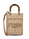 Fendi Raffia Mini Bag With White Tapestry Fabric Ff Motif In Nat Miele