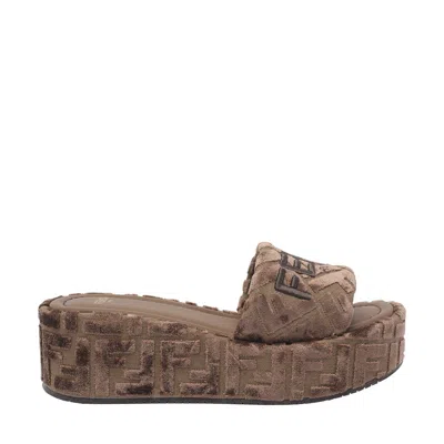 Fendi Women  Sunshine Platform Sandals In Brown