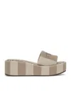 Fendi Sunshine Denim-effect Jacquard Flatform Slides In Brown