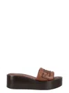 Fendi Embroidered Detail Platform Slides