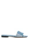 Fendi Logo-embroidered Slides In Biancoblu
