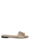 Fendi Denim-effect Jacquard Pequin Slides Shoes In Biancotort