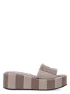 Fendi Sunshine Denim-effect Jacquard Flatform Slides In Dove Grey
