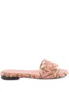 Fendi Velvet Slide Ff Open Toe Flat Sole In Animal Print