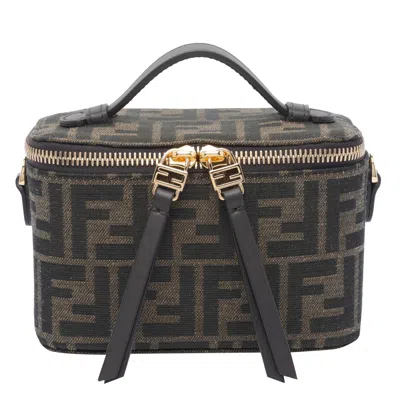 Fendi Women  Vanity Ff Jacquard Handbag In Brown