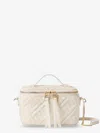 Fendi Vanity Handbag Adjustable Strap Embossed Pattern Top Handle In White