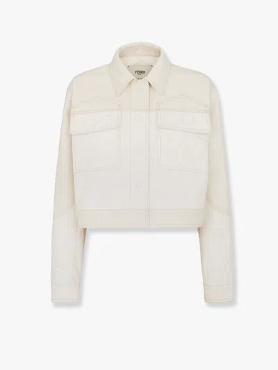 FENDI FENDI WOMEN FF OFF WHITE DENIM JACKET