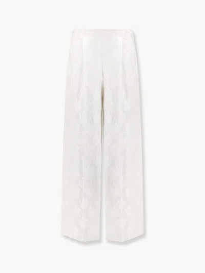 FENDI FENDI WOMEN JACQUARD SILK TROUSER WITH FLORAL MOTIF