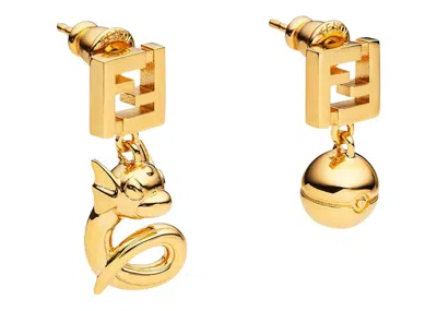 Pre-owned Fendi Women's  X Frgmt Metal Earrings In Gold