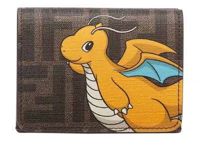 Pre-owned Fendi Women's  X Frgmt X Pokemon Ff Fabric Wallet In Brown/yellow