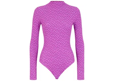 Pre-owned Fendi Women's  X Skims Mock Neck Long Sleeve Bodysuit In Colorado