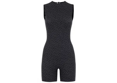 Pre-owned Fendi Women's  X Skims Sleeveless Mid Thigh Bodysuit In Black