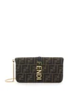 Fendi Women 'graphy' Brown Crossbody Bag With Removable Chain-link Shoulder Strap And Logo Lett In Brown
