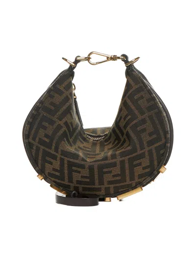 Fendi Women Graphy Mini Bag In Brown Ff Jacquard Fabric In Multi