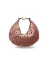 Fendi Graphy Mini Hobo Bag In Ff Jacquard Velvet In Pink