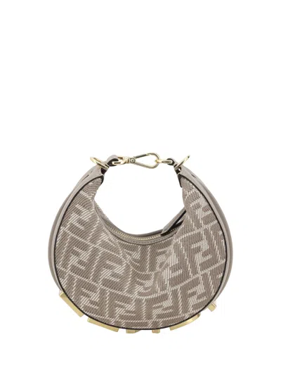 Fendi Dove Gray Denim-effect Ff Jacquard Mini-bag