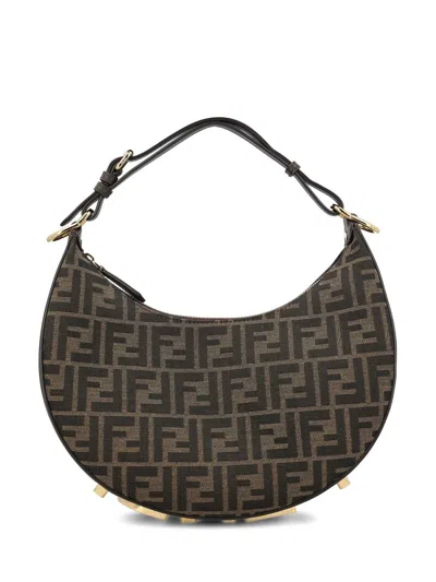 FENDI WOMEN'S FENDIGRAPHY S CAMEL BAG GOLDEN LOGO